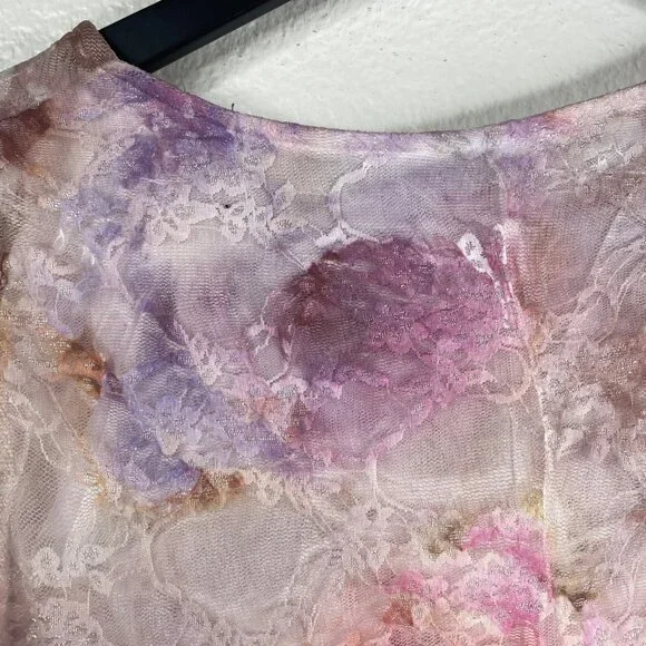 Cal Style Top Women's Lace Tunic Asymmetrical Hem Pink 2XL Fairy Romantic Boho - Picture 9 of 12